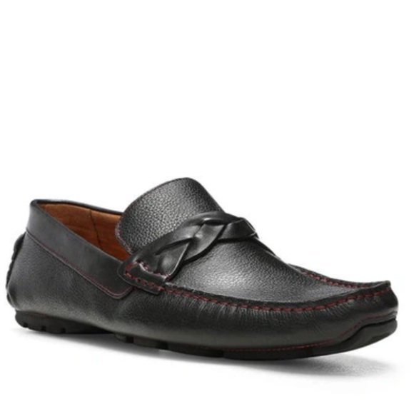 DONALD PLINER Deacon Leather Braided Loafer In Black Size 8.5 - Picture 1 of 17